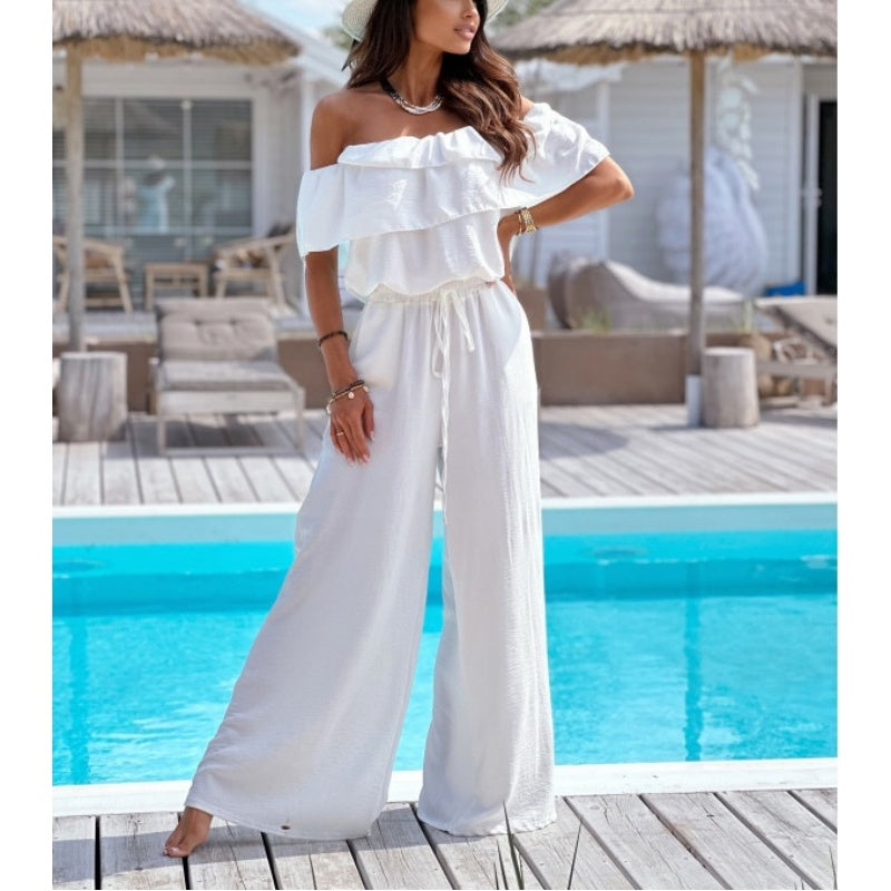 Schulterfreier Rüschen-Jumpsuit für Damen