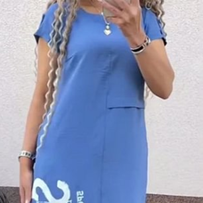 Vestido informal de alas cortas con hendidura lateral y en forma suelta para mujeres