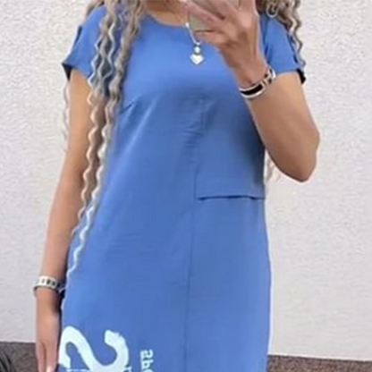 Vestido informal de alas cortas con hendidura lateral y en forma suelta para mujeres