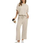 Weiches, lässiges Set aus Oberteil und Hose für Damen