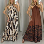Damenkleid mit Neckholder-Ausschnitt und Blumenmuster - Maxilänge für Sommer & Urlaub