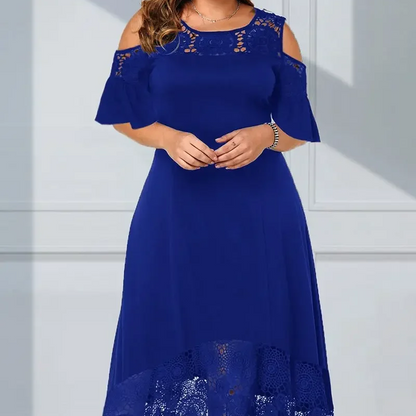 Vestido de hombro elegante para mujeres con una base de encaje