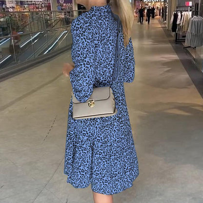 🎉 Rebajas de verano 55% de descuento 🛍️Vestido holgado con cuello en V y estampado de leopardo para mujer