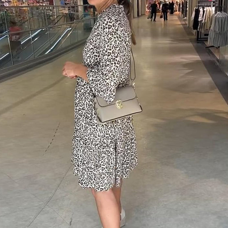 🎉 Rebajas de verano 55% de descuento 🛍️Vestido holgado con cuello en V y estampado de leopardo para mujer