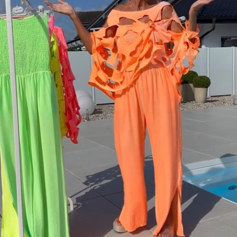 🔥 Cutout-Top & Bandeau-Jumpsuit-Set – Aushöhlen der Herzmaschine × Bandeau würzig