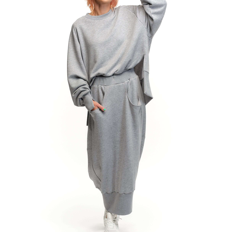 2-teiliges Set aus Rundhals-Sweatshirt und Rock für Damen