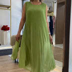 ⏳ LETZTER TAG IM ANGEBOT: 50% Rabatt auf das zweite Produkt💃🏻Ärmelloses Plisseekleid aus Chiffon – Elegant, atmungsaktiv & perfekt für jeden Anlass! 🌿