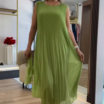 ⏳ LETZTER TAG IM ANGEBOT: 50% Rabatt auf das zweite Produkt💃🏻Ärmelloses Plisseekleid aus Chiffon – Elegant, atmungsaktiv & perfekt für jeden Anlass! 🌿