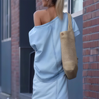 ⏳Begrenzte Zeit 50% Rabatt⏰Damen diagonales Schultertop mit gespaltenem Denim-Maxirock