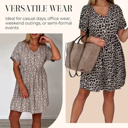 🔥Sommer-Hot-Sale 49% Rabatt❤️Lässiges Damenkleid mit V-Ausschnitt und kurzen Ärmeln