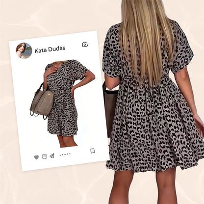 🔥Sommer-Hot-Sale 49% Rabatt❤️Lässiges Damenkleid mit V-Ausschnitt und kurzen Ärmeln