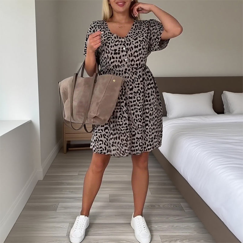 🔥Sommer-Hot-Sale 49% Rabatt❤️Lässiges Damenkleid mit V-Ausschnitt und kurzen Ärmeln