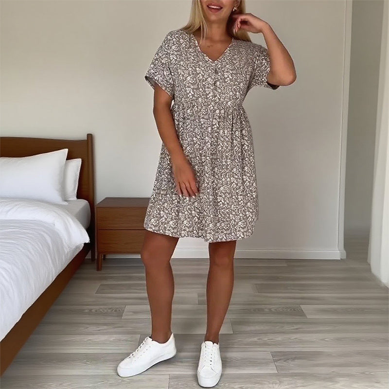 🔥Sommer-Hot-Sale 49% Rabatt❤️Lässiges Damenkleid mit V-Ausschnitt und kurzen Ärmeln