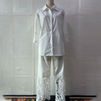 Damen-Zweiteiler: Bluse mit Knopfleiste & Hose