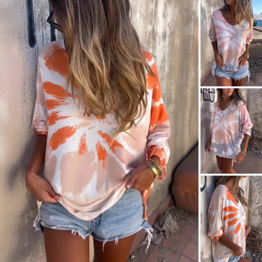 Damen Oversized T-Shirt mit Batikmuster