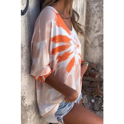Damen Oversized T-Shirt mit Batikmuster