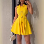 Elegantes, sexy, ärmelloses Kleid mit V-Ausschnitt für Damen