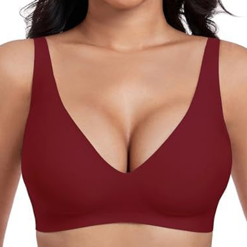 💕Jelly Wireless Womens Comfortable Wireless Bras Push Up Bralettes Seamless Tshirts Bras Deep V Everyday Bras