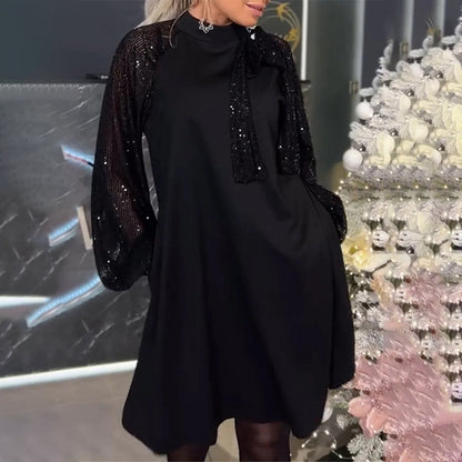 Glitzerndes Paillettenkleid im Patchwork-Stil für Dame