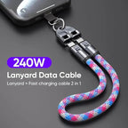2 IN 1 Cell Phone Lanyard Fast Charging Data Cable