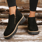 Damen-Stiefeletten mit runder Spitze und seitlichem Reißverschluss