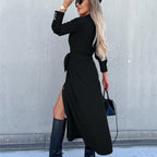 Damen-Langarm-Hemdblusenkleid