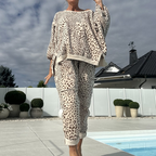 💃2-teiliges Oberteil- und Hosenset mit Leopardenmuster für Damen ☕ – Lockere Passform, perfekt für Brunch oder Besorgungen am Wochenende ✨