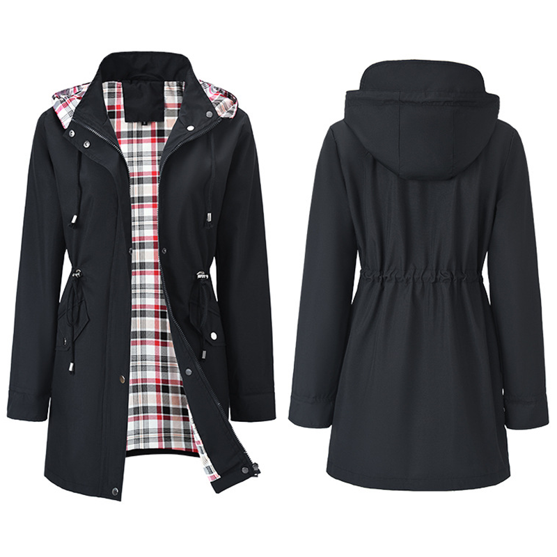 🌧️👗✨ Wasserdichte lange Trenchcoats mit Kapuze für Damen