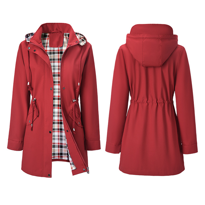 🌧️👗✨ Wasserdichte lange Trenchcoats mit Kapuze für Damen