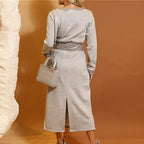 💗LETZTER TAG AKTION - 50% RABATT💗Modischer Zweiteiler: Langarm-Top mit V-Ausschnitt & Rock