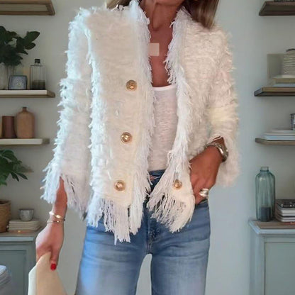 💗LETZTER TAG AKTION - 62% RABATT💗Modische Kurzjacke für Damen mit Knöpfen und Quasten
