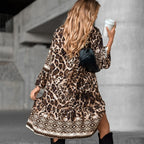 💜 LETZTER TAG DER AKTION – 50 % RABATT 💜💃 Elegantes langärmeliges Kleid mit V-Ausschnitt und Print