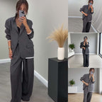 🍁🔥Begrenztes Angebot: Herbstneuheiten heute 61% reduziert! Damen-Zweiteiler: Blazer mit langen Ärmeln & Hose mit weitem Bein