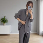 🍁🔥Begrenztes Angebot: Herbstneuheiten heute 61% reduziert! Damen-Zweiteiler: Blazer mit langen Ärmeln & Hose mit weitem Bein