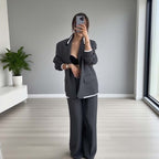 🍁🔥Begrenztes Angebot: Herbstneuheiten heute 61% reduziert! Damen-Zweiteiler: Blazer mit langen Ärmeln & Hose mit weitem Bein