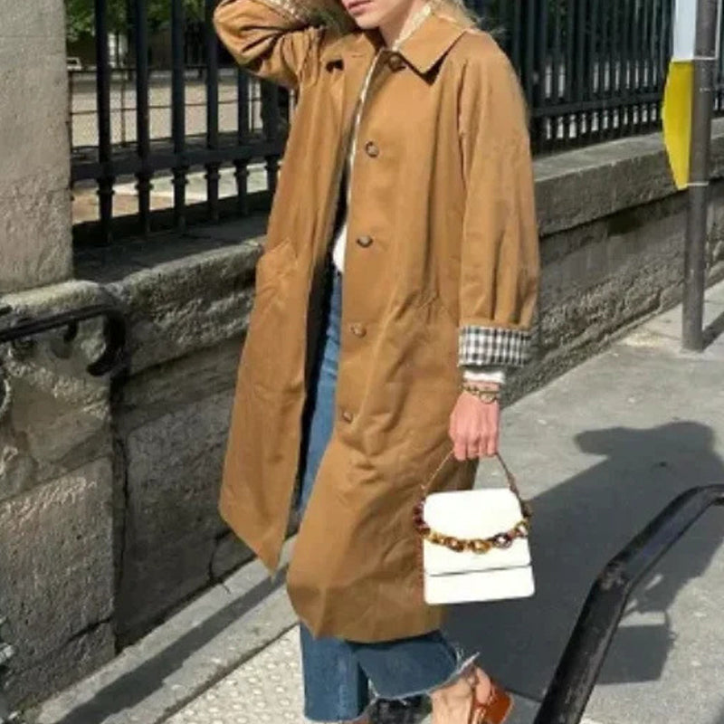 💗LETZTER TAG AKTION - 60% RABATT💗Einreihiger Trenchcoat mit Hemdkragen für Damen