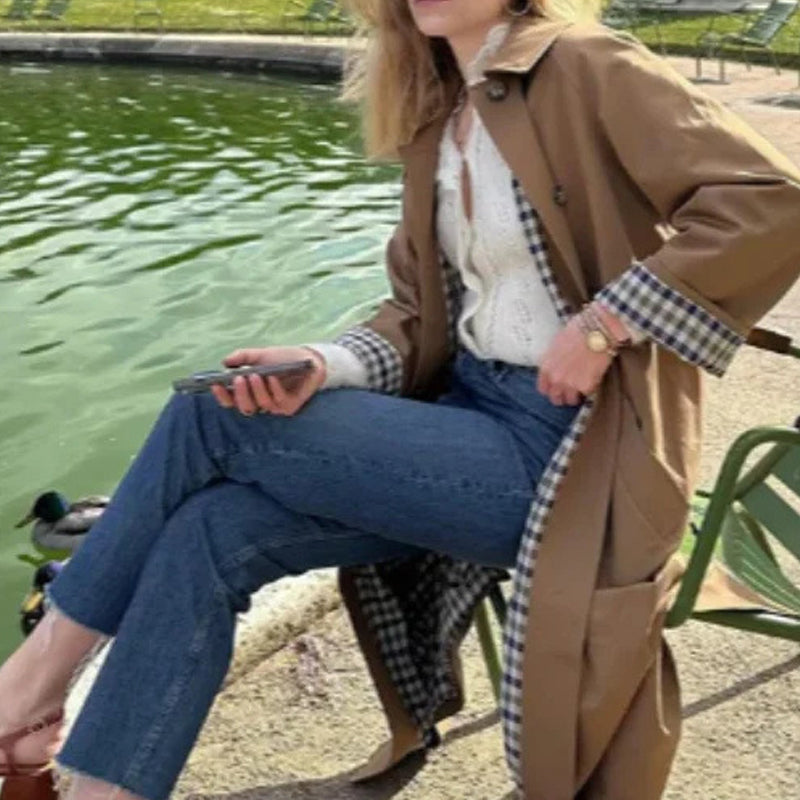 💗LETZTER TAG AKTION - 60% RABATT💗Einreihiger Trenchcoat mit Hemdkragen für Damen