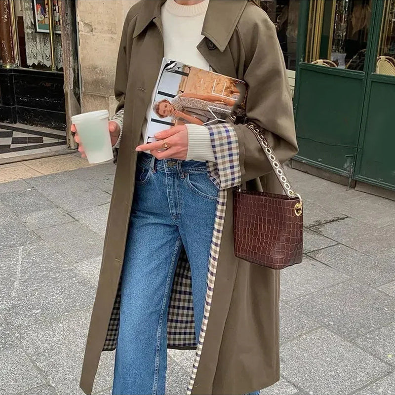 💗LETZTER TAG AKTION - 60% RABATT💗Einreihiger Trenchcoat mit Hemdkragen für Damen