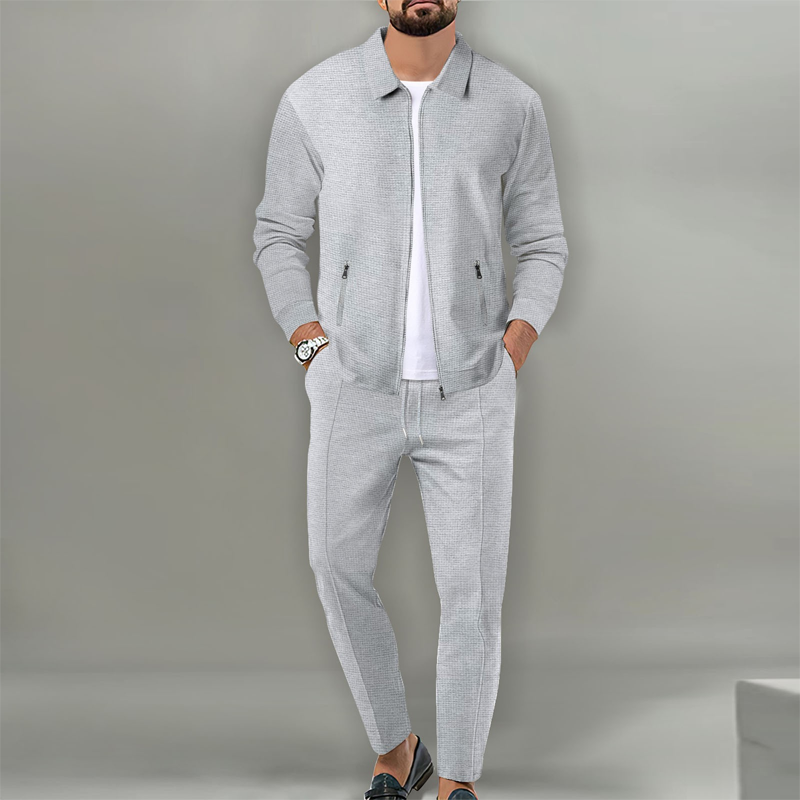 🔥Letzter Tag 50% Rabatt🎁Herren stilvolles 2-teiliges Set: Jacke mit Hemdkragen und Jogginghose
