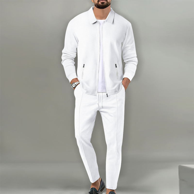 🔥Letzter Tag 50% Rabatt🎁Herren stilvolles 2-teiliges Set: Jacke mit Hemdkragen und Jogginghose