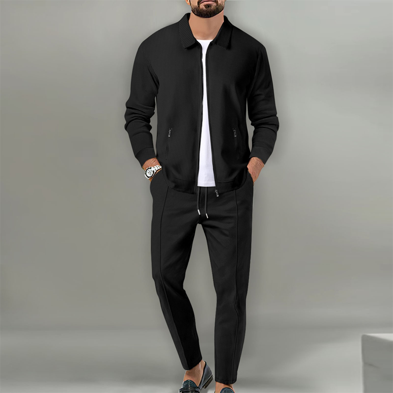 🔥Letzter Tag 50% Rabatt🎁Herren stilvolles 2-teiliges Set: Jacke mit Hemdkragen und Jogginghose