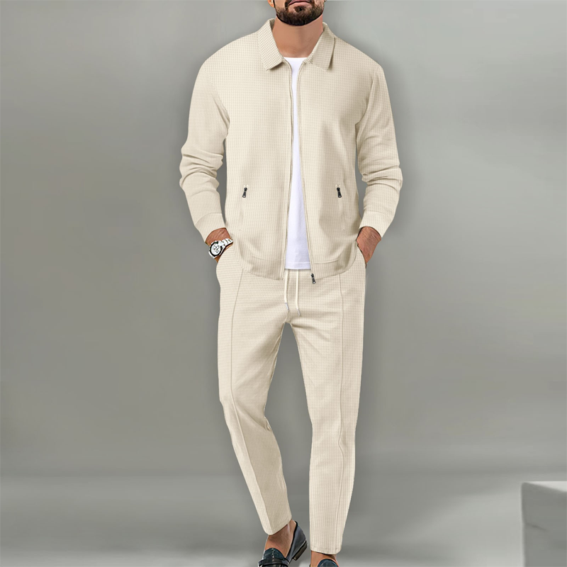 🔥Letzter Tag 50% Rabatt🎁Herren stilvolles 2-teiliges Set: Jacke mit Hemdkragen und Jogginghose