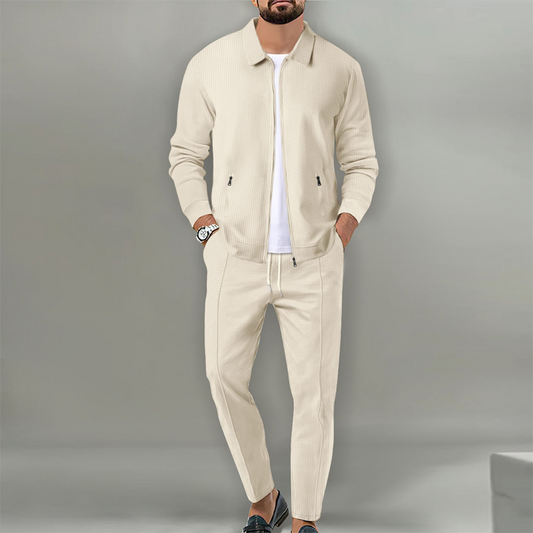 🔥Letzter Tag 50% Rabatt🎁Herren stilvolles 2-teiliges Set: Jacke mit Hemdkragen und Jogginghose