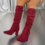 Damen stilvolle einfarbige Stiefel mit hohem Absatz