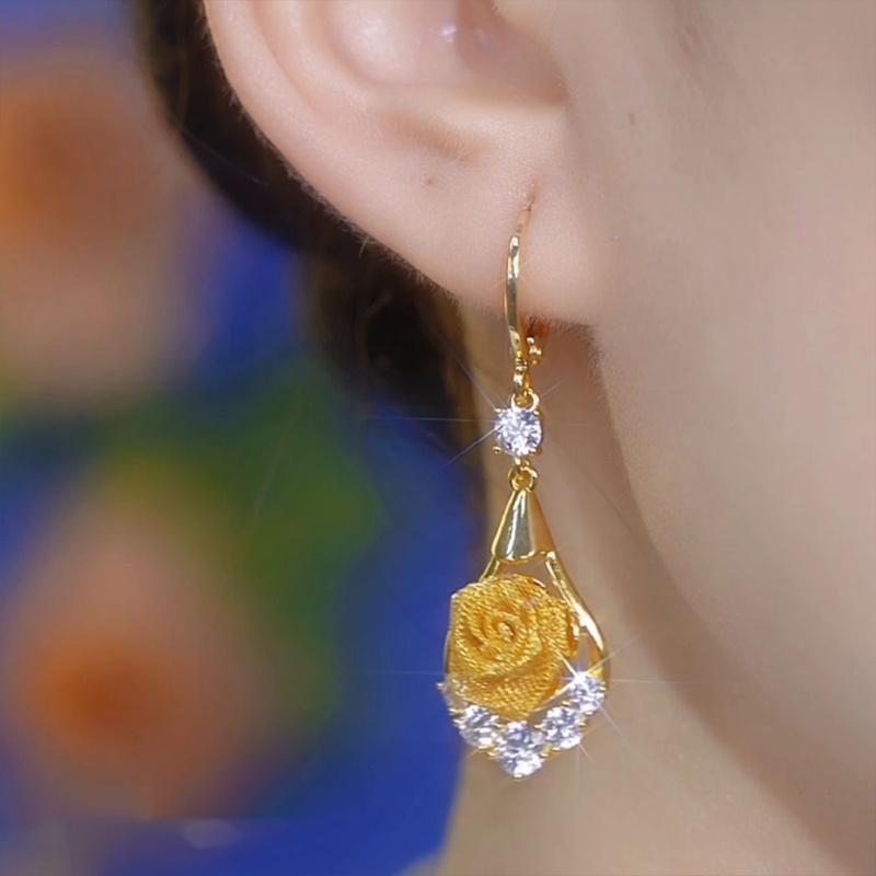 LETZTER TAG AKTION - 50% RABATT💗Elegante Mesh-Ohrringe mit Rosenmotiv