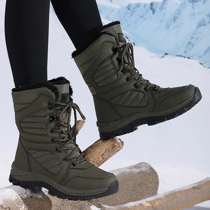 Warme, knöchelhohe Schneestiefel zum Schnüren für Damen