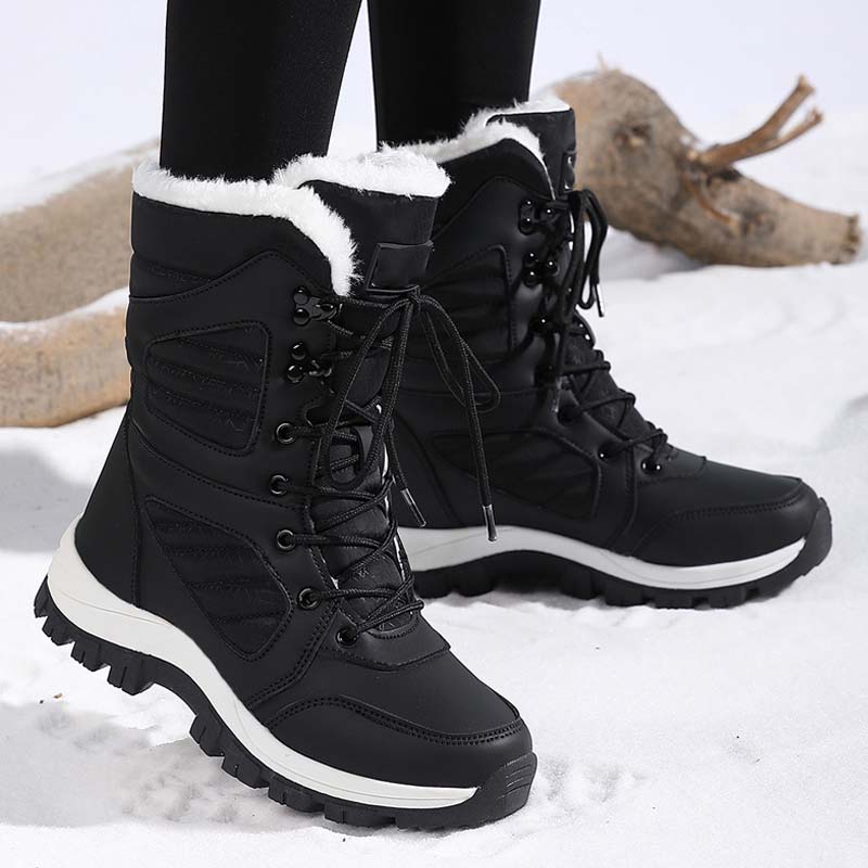 Warme, knöchelhohe Schneestiefel zum Schnüren für Damen