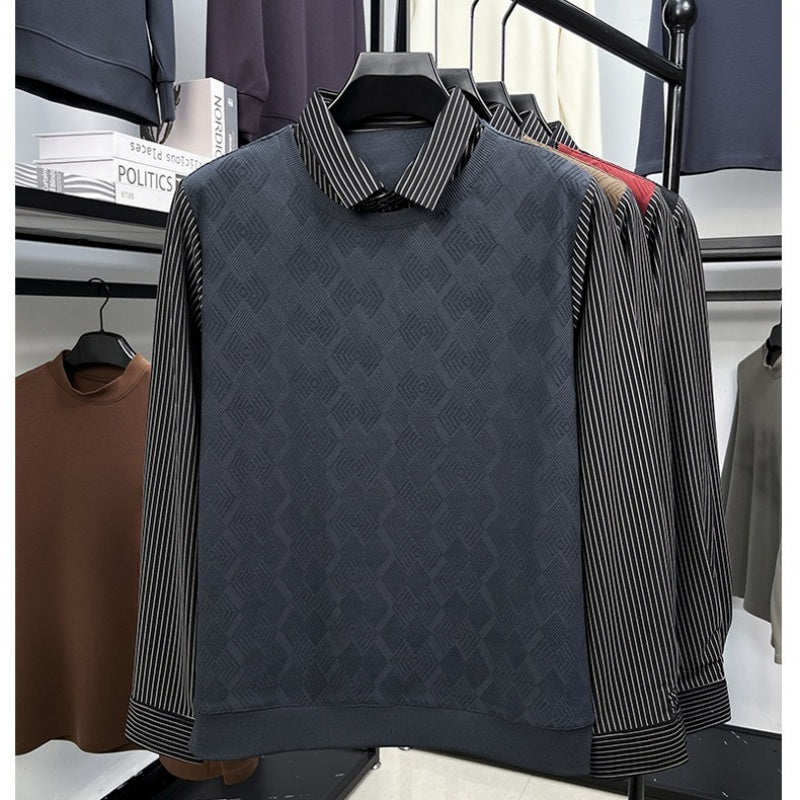 Herren lässiges Langarm-Oberteil in Layering-Optik