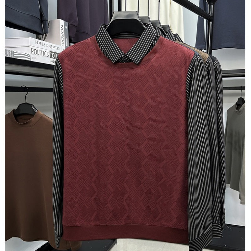 Herren lässiges Langarm-Oberteil in Layering-Optik