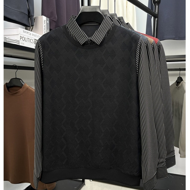 Herren lässiges Langarm-Oberteil in Layering-Optik